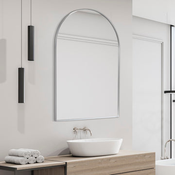 Elodie 24 in. W x 36 in. H Medium Arched Metal Framed Wall Mounted Mirror - JONATHAN Y